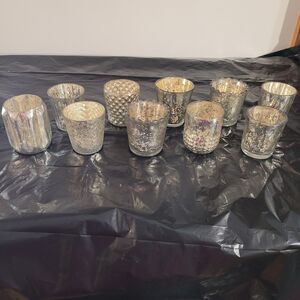 10 pcs crackled look glass with silver/gold inlay some new votive candle holder